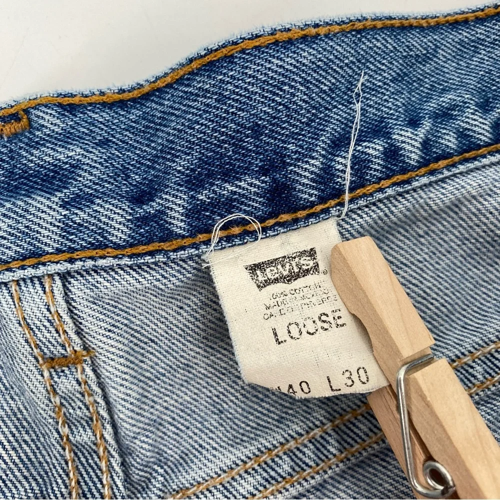 Levi’s Jeans Men’s 40x30 Blue 545 VTG 90s Brown Tab LOOSE Batwing Stains Flaws